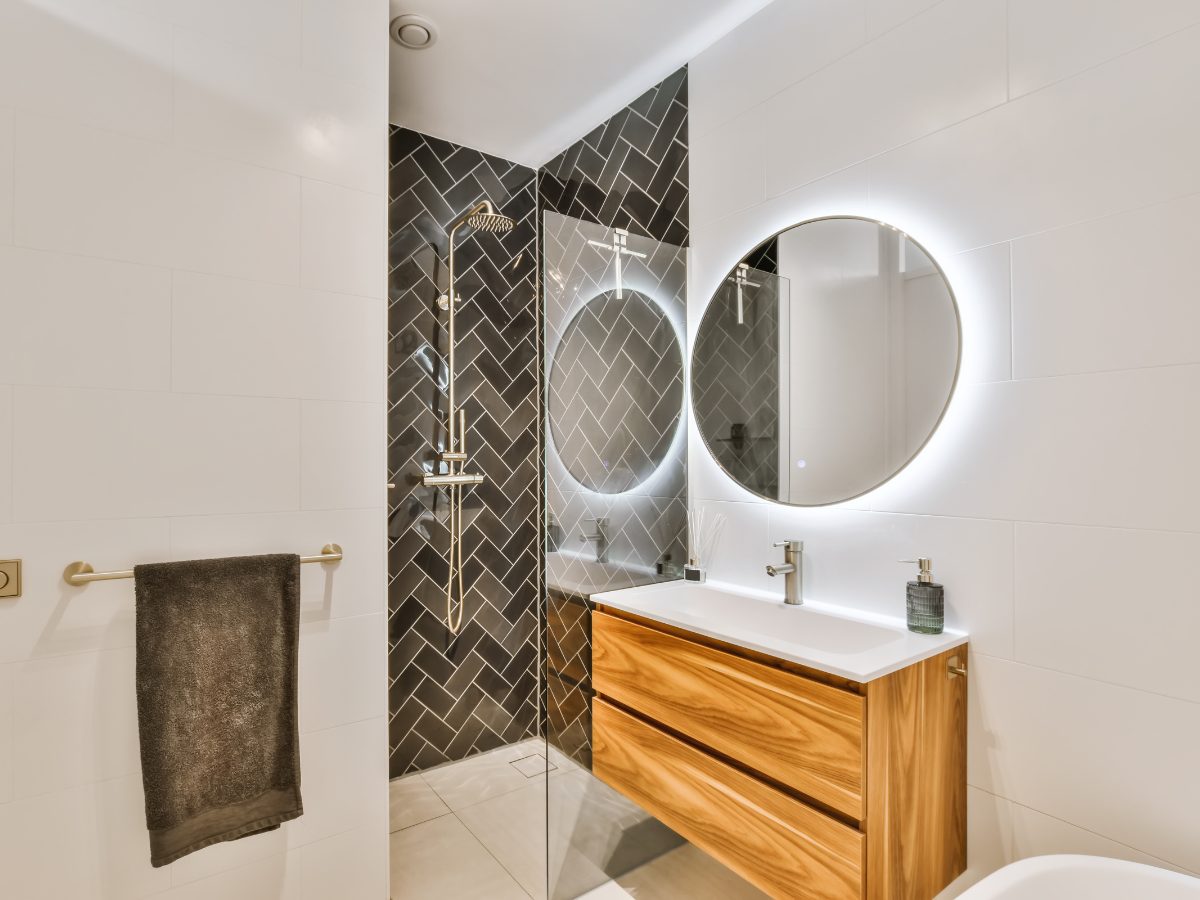 Minimalist Remodeled Bathroom, small bathroom remodel with single sink, and shower system, bathroom remodel - invest in real estate, home value estimate, property investment, home value estimate, BATHROOM REMODELING, home value, home remodeling 